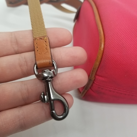 Dooney & Bourke hot pink canvas small purse with brown leather strap - Picture 11 of 15